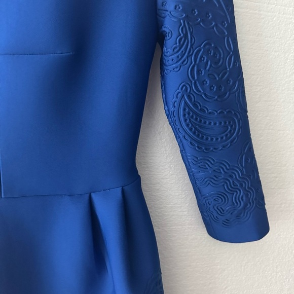 MaxMara Cobalt Blue Long Sleeve Mini Cocktail Dress size Medium - Picture 3 of 10